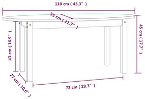 Mesa de centro 110x55x45 cm pinho maciço castanho mel