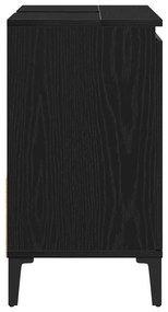 Armário de Pia vidaXL Preto Carvalho 65x33x60 cm em Madeira de Engenha