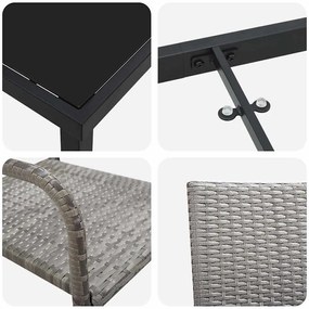 Conjunto de 3 peças de jantar de jardim em rattan sintético cinza.