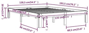Estrutura de cama casal 135x190 cm madeira maciça branco