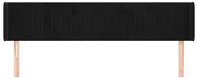 Cabeceira de cama c/ abas veludo 203x16x78/88 cm preto