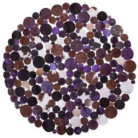 Tapete redondo de pele genuína castanha e violeta ⌀ 140 cm SORGUN Beliani