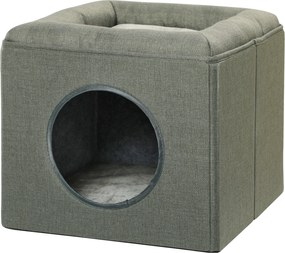 Casinha para gatos de 2 andares com almofada macia de pelúcia - 36,5 x 36,5 x 33 cm cinzenta