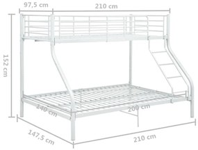 Estrutura de Beliche Rave - 140x200/90x200 cm - Metal Branco - Design