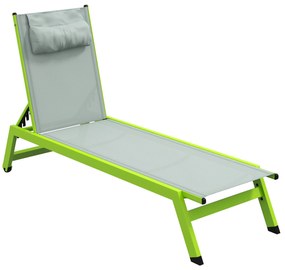 Outsunny Espreguiçadeira em Alumínio e Textileno com Rodas e Apoio de Cabeça Dobrável Verde | Aosom Portugal