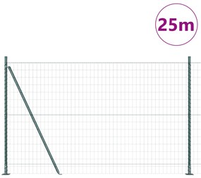 Cerca Euro com 13 Postes Flangeados 1.2x25 m Aço Galvanizado