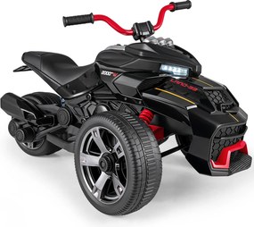 Moto Elétrica Infantil crianças 3 a 6 anos de Três Rodas, 72 x 111 x 64 cm, Dois Motores de 25 W, Vermelho+Preto