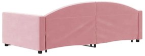 Sofá-cama com gavetão e gavetas 90x200 cm veludo rosa