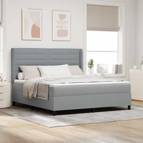 vidaXL Cama Box com Colchão Cinza Claro 180x200 cm em Tecido