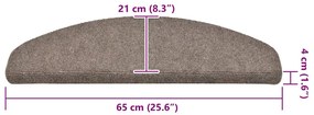 Tapetes de escada autoadesivos 30 pcs 65x21x4 cm creme