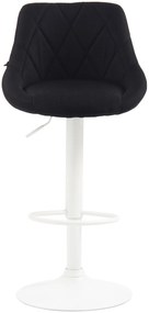 Banco de bar Lazio em tecido e com estrutura branca 46 x 83-104 x 49 cm Preto