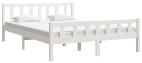 Estrutura de cama king 150x200 cm madeira maciça branco