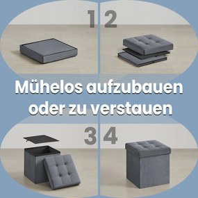 Banco com espaço de arrumação em veludo 38 x 38 x 38 cm cinzento ardósia