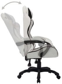 Cadeira estilo corrida luzes LED RGB couro artif. branco/preto