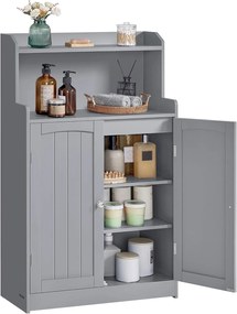 Armário de banheiro VASAGLE, armário de chão para banheiro com 2 portas, 2 prateleiras ajustáveis, 11,8 x 23,6 x 39,4 polegadas, independente, para sala de jantar, cozinha, sala de estar, cinza-pomba