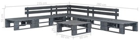 6 pcs conjunto lounge de jardim paletes madeira cinzento