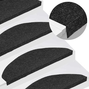 vidaXL Tapetes de escada adesivos 30 pcs 65x22,5x3,5 cm preto