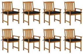 vidaXL Cadeiras de jardim com almofadões 8 pcs acácia maciça
