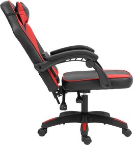 Cadeira de escritório em couro sintético preto e vermelho