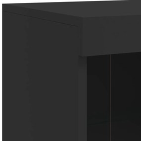Aparador com luzes LED 202x37x100 cm preto