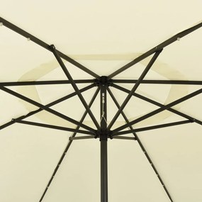 Guarda-sol de jardim com luzes LED 400 cm areia