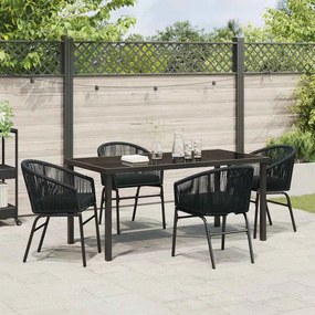 Conjunto de Jantar de Jardim de 5 Peças - Móveis de Rattan Preto