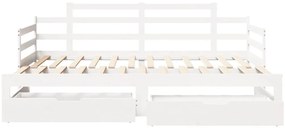Sofá-cama com gavetão e gavetas sem colchão 90x200 cm branco