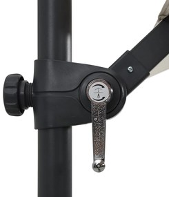 Guarda-sol cantilever c/ luzes LED e poste aço 250x250 cm areia