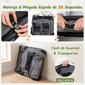 Transportadora dobrável tamanho L 83,5 x 58 x 58 cm para animais de estimação, com janelas de rede, 3 portas, cama felpuda e bolsos removíveis, para u