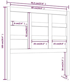 Cabeceira de cama 95,5x4x100 cm pinho maciço castanho mel