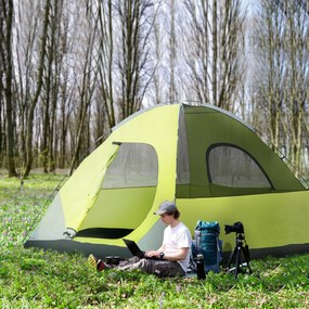 Outsunny Tenda de Campismo Familiar 6 Pessoas Tenda de Campismo UPF+30 Impermeável até 1500mm com Capa Dupla Bolsos e Bolsa de Transporte