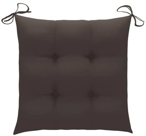 Cadeiras de jardim c/ almofadões cinza-acast. 4 pcs teca maciça