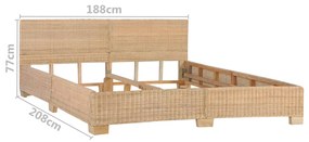 Estrutura de cama artesanal em vime natural 180x200 cm