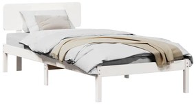 Estrado de Cama com Cabeceira Branco 80 x 200 cm em Madeira de Pinho S