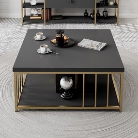 Mesa de Centro Zenn – Antracite/Gold – 90x90x40 cm