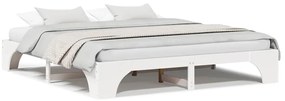 Cama Branca 200x200 cm de Madeira de Pinheiro Sólido