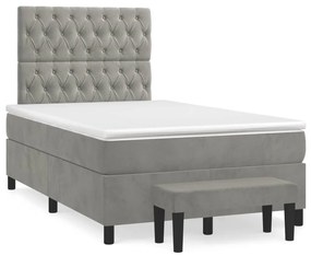 vidaXL Cama boxspring com colchão 120x190 cm veludo cinzento-claro