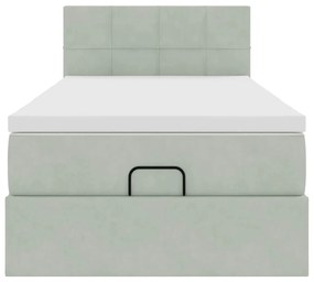 Estrutura cama otomana colchão 90x200 cm veludo cinzento claro