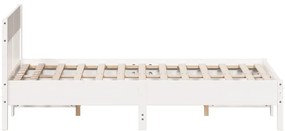 Cama sem colchão 140x190 cm madeira de pinho maciça branco