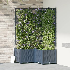 vidaXL Plantadeira de Jardim com Treliça 3 pcs Cinza 80x80x143 cm