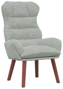 Poltrona Relaxante Veludo Cinza Claro