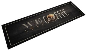 Tapete de cozinha lavável 45x150 cm veludo texto café