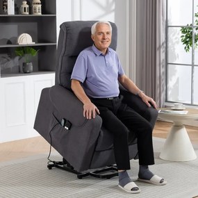 Poltrona Levanta Pessoas com Reclinação Elétrica em até 135° e com 8 Zonas de Massagem 83x92x110 cm Cinza