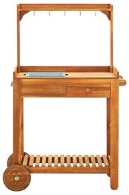 Trólei de cozinha/jardim madeira acácia maciça 92x43,5x141,5 cm