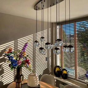 Candeeiro de suspensão design bronze escuro com vidro transparente 12 luzes - Inge