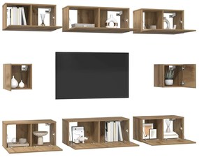 Conjunto de Estantes para TV 8 pcs carvalho artisiano
