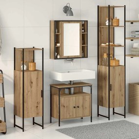 vidaXL Conjunto de Móveis de Banheiro em Carvalho Artisan com 4 Peças