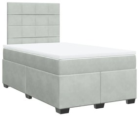 Cama boxspring com colchão 120x190 cm veludo cinzento-claro