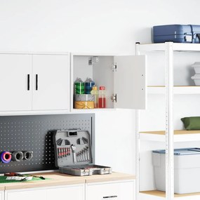 Armário de parede da garagem branco madeira engenheirada