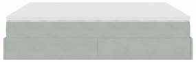 Estrutura cama otomana colchões 180x200cm veludo cinzento claro